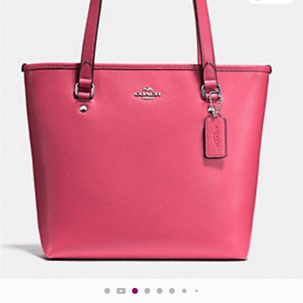 Coach Fuchsia Pink City Zip Tote EUC Crossgrain Leather Tote Bag